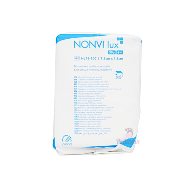 Compresses non tissé et non stérile 4 plis Nonvi Lux Paquet de 100 pièces 7,5 x 7,5cm